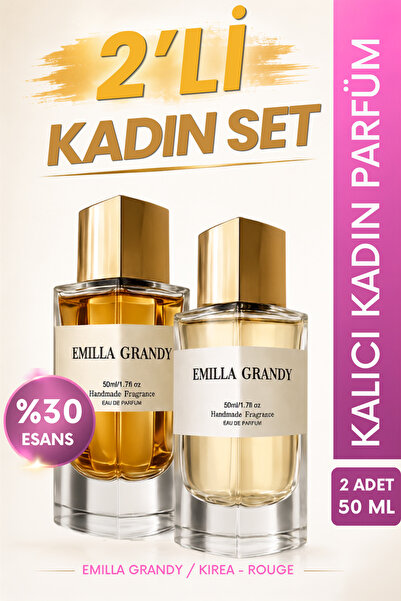 EMILLA GRANDY KIREA & ROUGE 2’li Niş Parfüm Seti | 50 ml + 50 ml Ekstra Kalıc...
