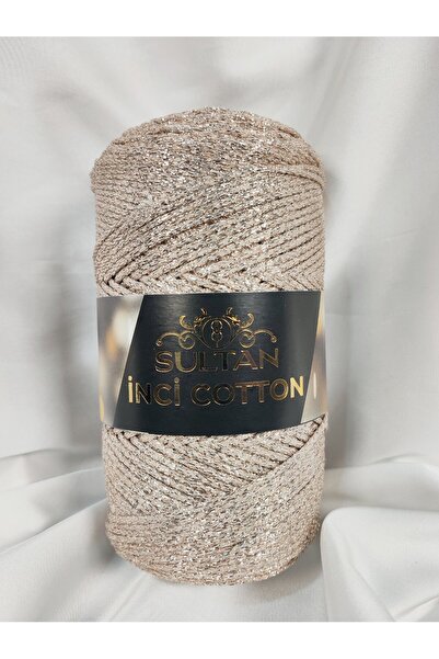 Sultan İnci Cotton Beige Glitter Hand Knitting Yarn (1 Piece) (Macrame Yarn) ...