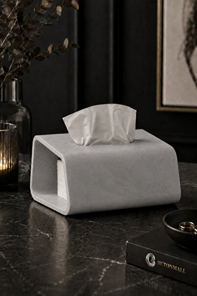 betonmall Handmade Concrete Napkin Holder Gray Modern Desktop Napkin Holder 3...