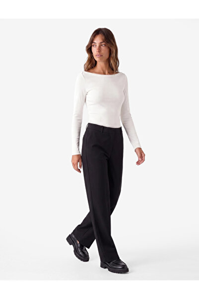 Koton Tricou de bază cu mânecă lungă, croială slim, din bumbac, cu decolteu b...