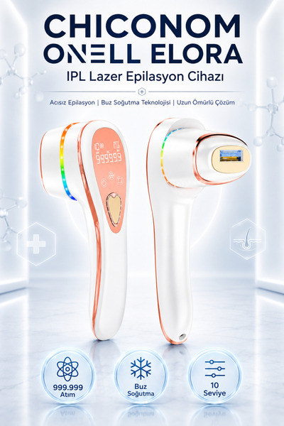 chiconom Onell IPL Lazer Epilasyon Cihazı Buz Soğutmalı, 10 Seviye, Kablosuz ...
