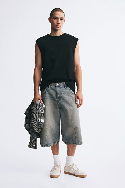 H&M Barrel Paçalı Baggy Kot Şort