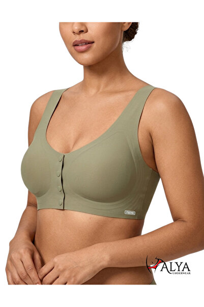 ALYA UNDERWEAR Women's Front Button Bra with Thick Straps and Ultra Comfortab...