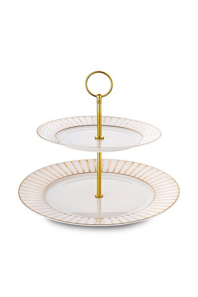 Jumbo Navy Gold 2-Tier Serving Tray