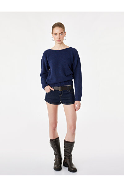 Koton Long-Sleeved, Round-Necked Knitwear Sweater with Wing Motif on the Back...