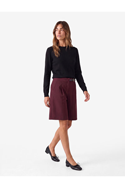 Koton Belt Detailed Viscose Blend Pleated Regular Waist Bermuda Shorts