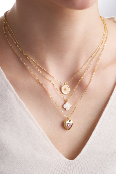 Alexis Carrel Gold 3'lü Kalp Charm Kolye Set – Trend Takı Modeli