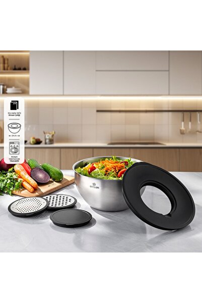 Emsan Demre 3 in 1 Siyah Çok Amaçlı Karıştırma ve Saklama Kabı