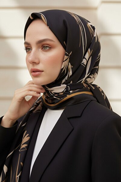 Vissona Crepe Flower Patterned Gold Color 75X195 Non-Fade Shawl