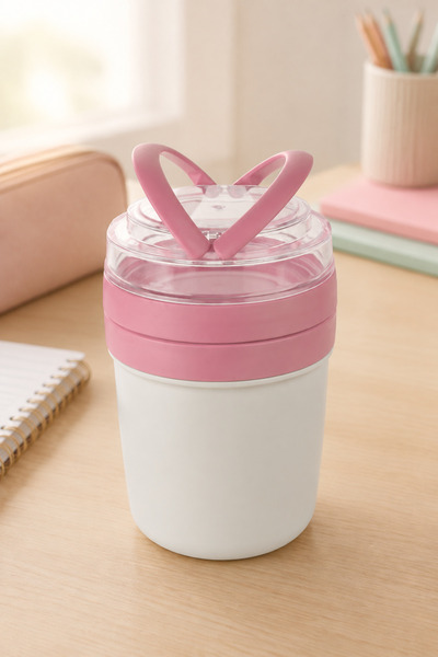 Sowo Home Yogurt Oatmeal Muesli Diet Storage Container Practical Portable with Spoon, 2 Compartments, Lid Takeandgo Storage Cup 650 ml Cup 650 Ml, One Size