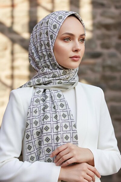 Vissona KREP KARE DESENLİ KÜF YEŞİLİ RENKLİ 75X195 KIRIŞMAZ ŞAL