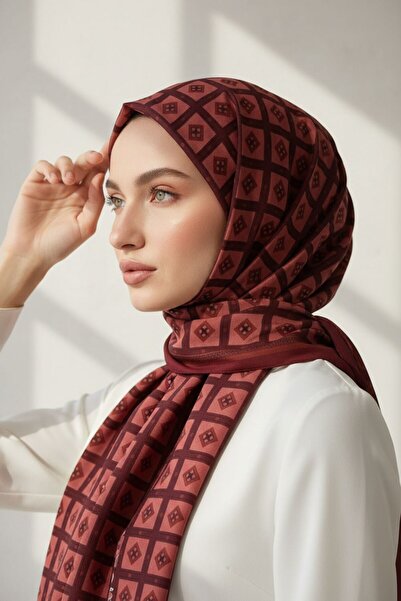 Vissona KREP KARE DESENLİ TABA RENKLİ 75X195 KIRIŞMAZ ŞAL