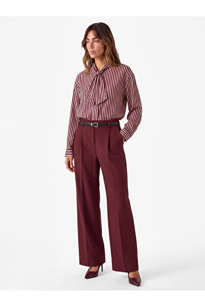 Koton Viscose Fabric Long Sleeve Scarf Collar Striped Shirt