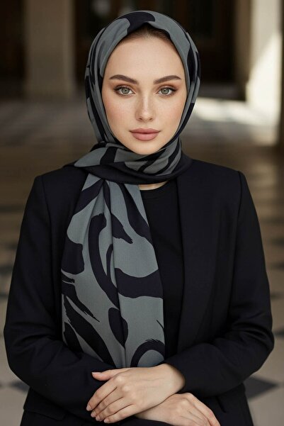 Vissona Crepe Brushed Patterned Gray Color 75X195 Non-Scratching Shawl