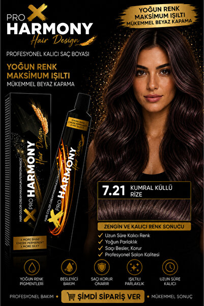 X Pro Harmony Küllü Kumral Saç Boyası 7.21 Kumral İrize Mor Küllü Kalıcı Tüp ...