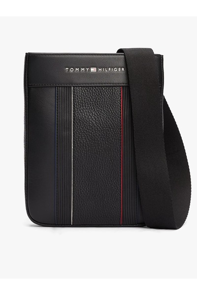 Tommy Hilfiger Black Men's Messenger Bag Th Foundation Mini Crossover