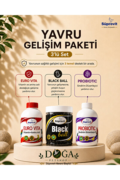 Kanatlılar için Yavru Gelişim Paketi – Black Ball + Euro Vita + Probiotic 3’lü Set