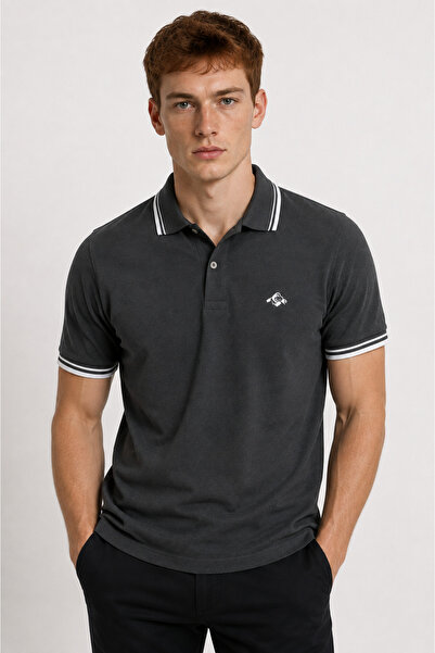 Mesh Tricou afumat cu guler polo pentru bărbați 100% bumbac, model segmentat ...