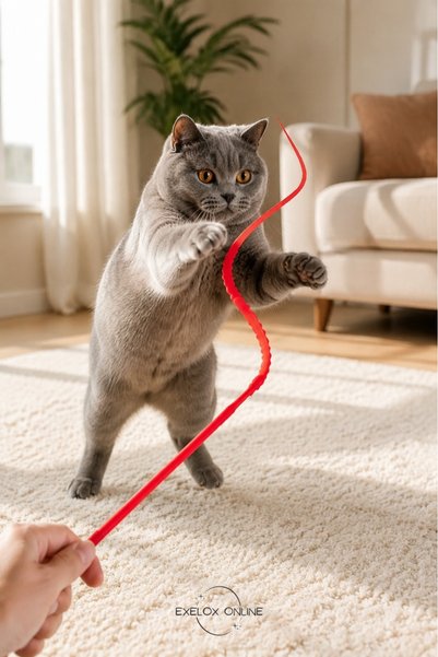 Exelox Delirten Rod Attracts Paws Silicone Cat Fishing Rod Mouse Tail Cat Toy Flexible Cat Play Stick