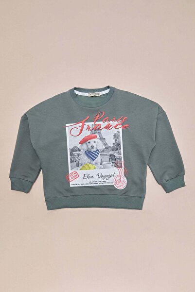 Fulla Moda Dog Printed Oversize Boys' Sweatshirt