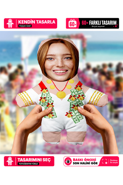 Motto Gift Evlilik Yıldönümü Hediyesi Komik Kişiye Özel Fotoğraflı Gelin Hanı...