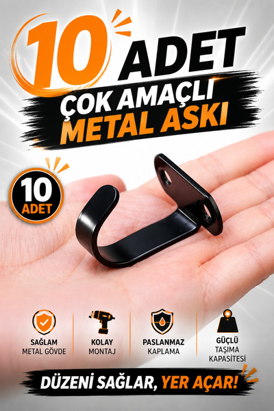 VENON 10 buc. Model J Mini umeraș metalic cu șuruburi negre pentru baie, dula...