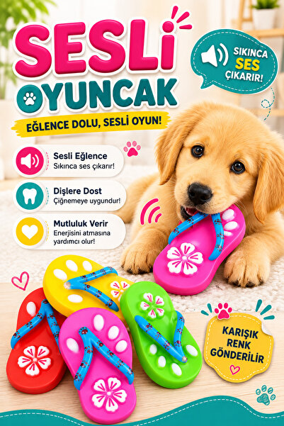 HAYHAYPETSHOP Köpek Terlik Oyuncağı Sesli Isırma ve Çiğneme Oyuncağı Karışık ...