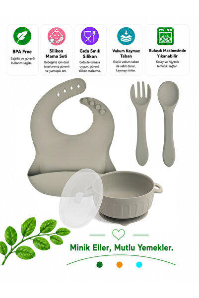 jojobebek Silicone Feeding Set Silicone Vacuum Food Bowl with Lid, Silicone B...