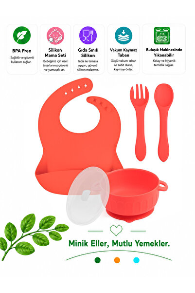 jojobebek Silicone Feeding Set, Silicone Vacuum Food Bowl with Lid, Silicone ...