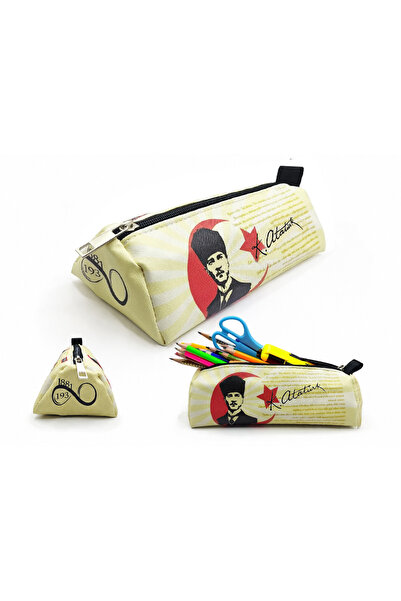 Limmy Pen Case Mustafa Kemal Atatürk Themed Turkish Flag Triangle Pencil Case...