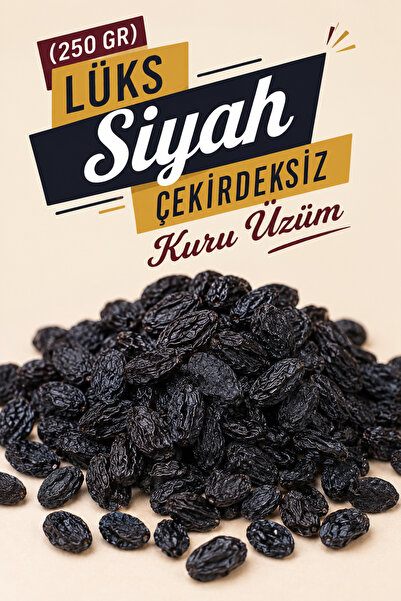 ÜLKÜ KURUYEMİŞ (250 GR) Lüks Siyah Çekirdeksiz Kuru Üzüm Hediyelik Tatlı Atış...