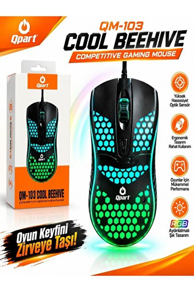 Genel Markalar QM-103 BAL PETEK DESENLİ RGB GAMİNG MOUSE