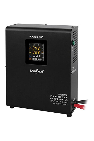 Rebel UPS Thermal Power Plants RB-4012, pure sine wave, 800VA, 500W, 12V, Black