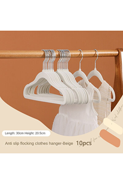 Choice5 Beige 10Pcs 10/20Pcs Plastic Flocked Hangers, Children's Hangers, Non...