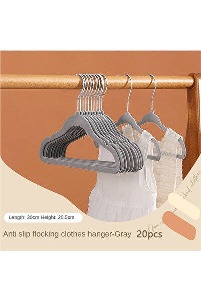 Choice Gray 20Pcs 10/20Pcs Plastic Flocked Hangers, Children's Hangers, Non-S...