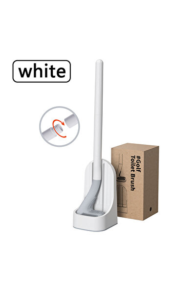 Choice White Toilet Brush with Base, Wall-Mounted Quick-Drain Cleaning Tool f...