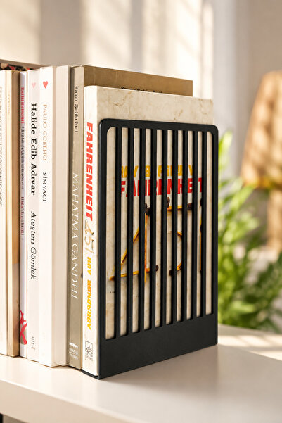 VENON 2 Pieces 📙   Black Striped 📙   Decorative Metal Book Holder - Shelf O...