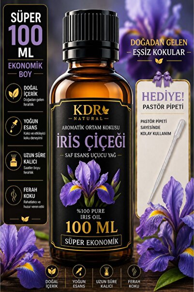 kdr natural 100 ML İris Çiçeği Uçucu Yağ Buhurdanlık Yağı Difüzör Esansı Oda ...