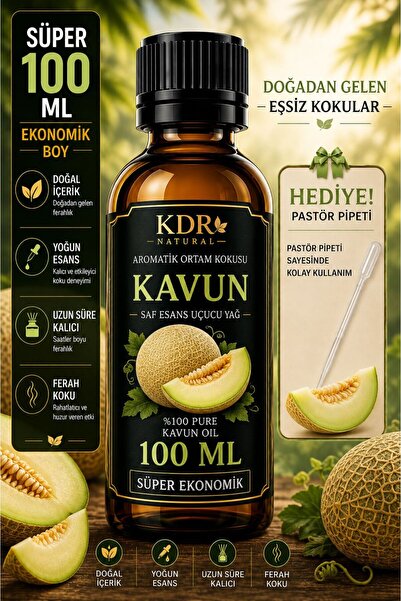 kdr natural 100 ML Kavun Uçucu Yağ Buhurdanlık Yağı Difüzör Esansı Oda Kokusu...
