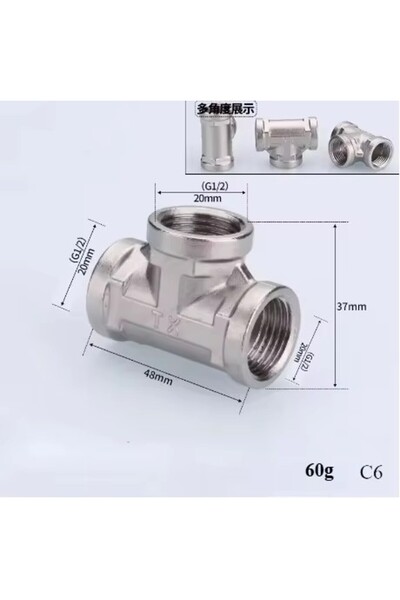 Choice6 1/2" Three Female Tee 201/304 Stainless Steel 1/2", 3/4" BSP Threaded...