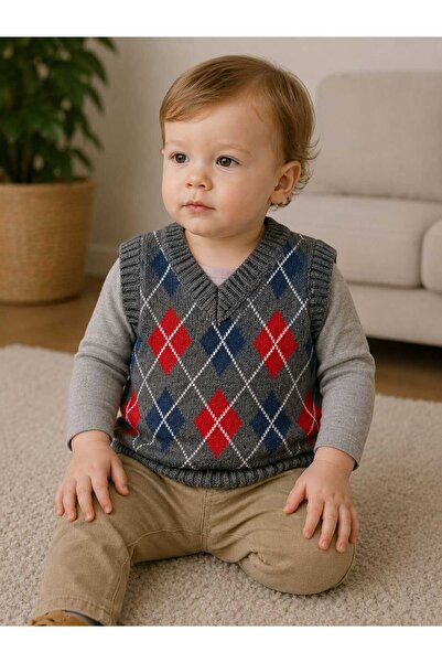 krm kerem bebe Baklava Patterned Baby Sweater