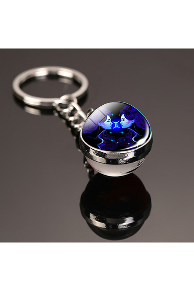 Choice Gemini 12 Constellation Key Chain Luminous Double Sided Glass Ball Pen...