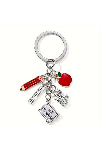 Choice 1pc Classic Apple Pencil Ruler Enamel Alloy Keychain Good Gift Key Rin...