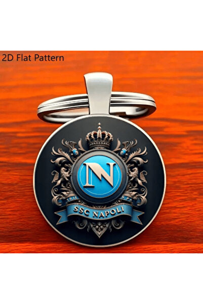 Choice 1pc Naples Keychain: Crown & "N" in zinc alloy. 2D picture design. Per...