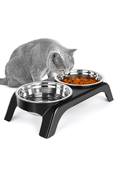 Choice black Elevated Cat Bowls, Dog Bowl,Stainless Steel Raised Cat Food Wat...