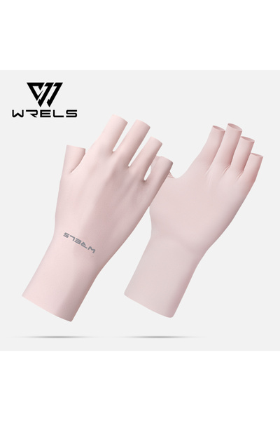 Choice Pink WRELS Half Finger Sunscreen Gloves Casual Elastic Nail Art Anti-U...