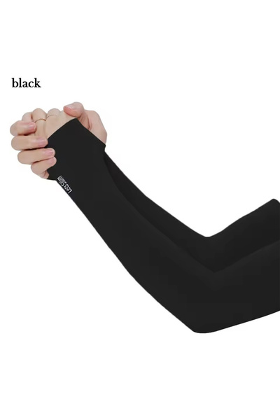 Choice Black Summer Thin Cycling Ice Silk Sleeves for Men and Women Outdoor S...