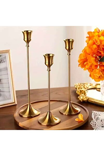 Choice1 3pcs bronze Set of 3 Vintage Elegant Metal and Aluminum Tabletop Cand...