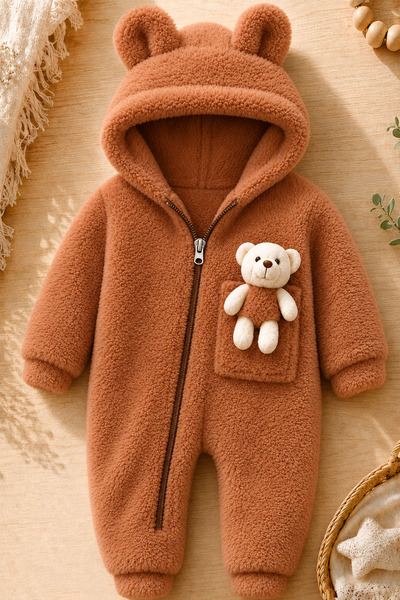 ipek atlas Arzu Design X Baby Girl and Boy Toy Teddy Bear Jumpsuit