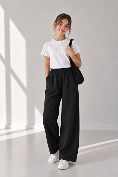 Angel&Co. Girls Clothing Φαρδιά μαύρα κοριτσίστικα φούτερ παντελόνια